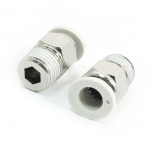 2 Pcs 15/32" Thread to 5/16" Tube One Touch Push in Quick Male Fittings