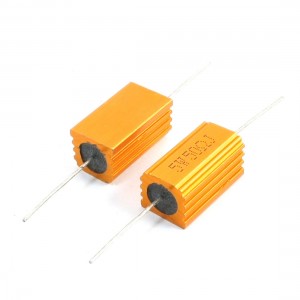 5W 50 Ohm Axial Gold Tone Heatsink Aluminum Clad Resistor 2 Pcs