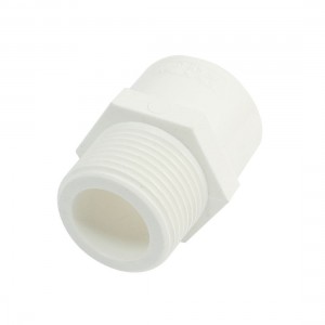 1" PT Male Threaded 32mm Slip PVC-U Pipe Straight Connecter Coupler White