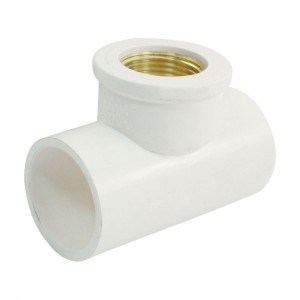 3/4"PT x 32mm 3-Way White PVC-U Tee Pipe Female Thread Connect Adapter