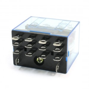 JQX-13F/HH64P DC 12V Coil Green LED Power Relay 14 Pins 4PDT 4NO 4NC