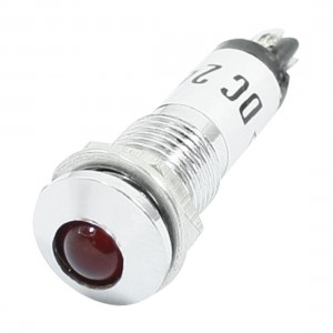 DC24V 8mm Thread Dia Holing Recessed Red LED Light Signal Indicator Pilot