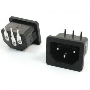 5Pcs AC 250V 10A 3Pins C14 Plug Panel Mount Power Inlet Socket Black