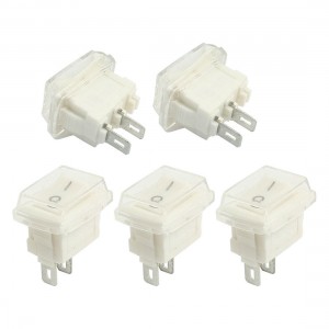 5Pcs SPST Waterproof 2Pin Soldered Snap in Rocker Switch 3A 250VAC 6A 125VAC