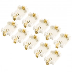 10 Pcs Off White Plastic Button Coin Cell Battery Socket Holder for CR2032