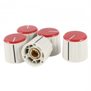 5 Pcs 6mm Knob Cap Hole Dia Knurled 21mmx20mm for Rotary Potentiometer