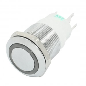 24V 3A 3/4" Thread SPDT 5-Pin Solder Momentary Push Button Switch w Green Light