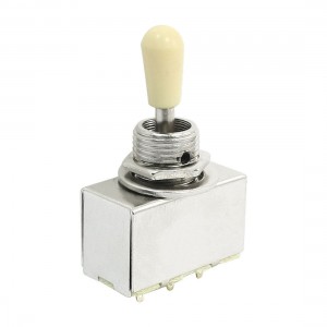 Chrome Electric Guitar Box Style Beige Plastic Knobs 3 Way Toggle Switch