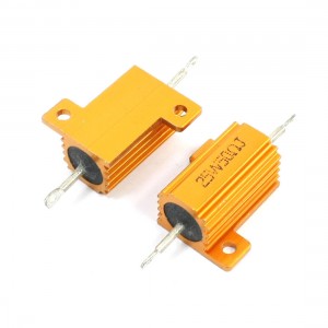 25W 50 Ohm Axial Wirewound Aluminum Case Resistor Gold Tone 2 Pcs