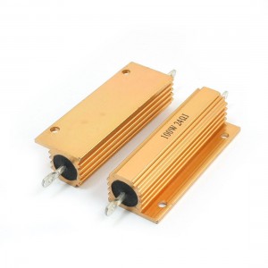 2pcs Gold Tone Axial Lead Aluminium Housed Resistor 100W 24Ohm