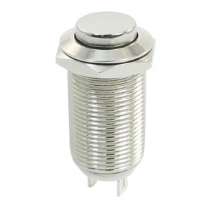 Metal Latching High Flat Push Button Switch 12mm Threaded SPST ON/OFF