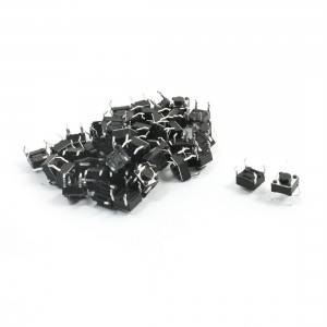 50PCS 3.5mm Button Dia 6mmx6mmx4.3mm Momentary Black Tact Switch