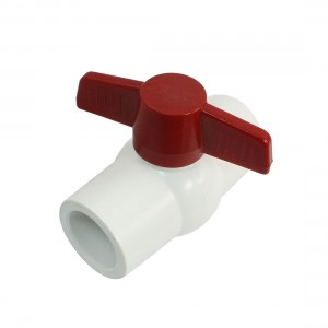 32mm x 32mm Slip Dual Ends Red Handle White PVC Pipe Connect Ball Valve