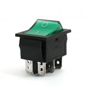 On/Off DPDT Green Button Latching Boat Rocker Switch AC 125V/20A