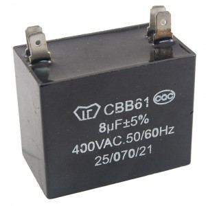 Air Conditioner Motor Run Polypropylene Film Capacitor AC 400V 8uF CBB61