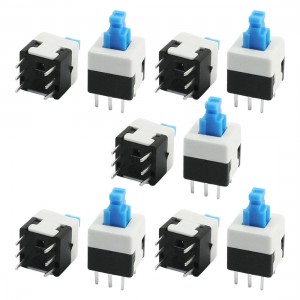 10 Pcs 6Pin Blue Push Button Action Latching Tactile Switches