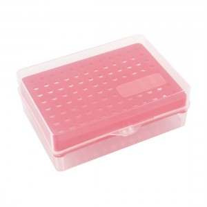 96 Holes Rack Caes Red w Clear White Cover for 10UL Pipette Pipet Tips