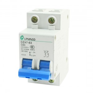 AC 400V 63A ON/OFF Switch 2 Phrase C Type Mini Circuit Breaker 4500A