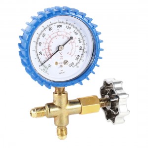 Air Conditioner Part 3-Way Valve 1/4NPT Thread Single Manifold Gauge 220psi