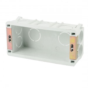 Light Gray Plastic 2 Gang 135mmx 65mmx 45mm Rectangle Shape Pattress Back Box