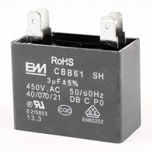 450V AC 50/60 Hz 3uF Polypropylene Film Motor Capacitor Gray CBB61