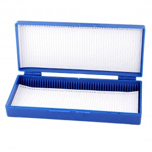 Blue Plastic Rectangle Shape Hold 50 Microslide Slide Microscope Box