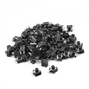 100Pcs 3 Pin Terminals Momentary Action Tactile Switch 4.5mmx4.5mmx4.5mm Black