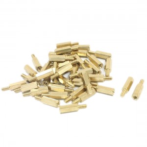 40 Pcs M3 x 12mm x 18mm Male to Female Thread Brass Hexagon Standoff Spacer