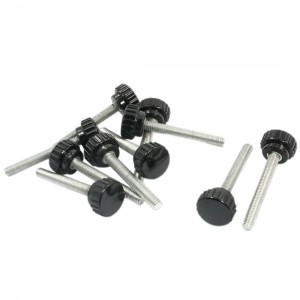 10 Pcs M8 X 26mm X 60mm Thread Diameter Black Knurled Grip Knob