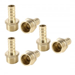 6 Pcs Brass 1 2pt Male Thread 12mm Air Gas Hose Barb Fitting Coupler Adapter