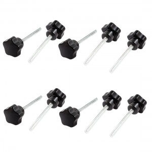10 Pcs 25mm Dia Star Shaped Head M5 x 50mm Thread Clamping Screw Knob