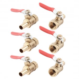 8mm Barb Hose to 1/4 PT Female Thread Connector Brass Ball Control Valve 6 Pcs