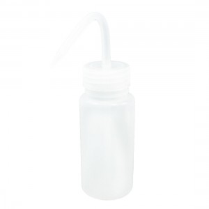 250mL Clear White Plastic Cylindrical Body Bent Tip Wash Holder Squeeze Bottle