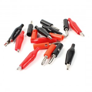 16pcs Multimeter Part Black Red Plastic Shell Alligator Clip + Banana Plug