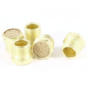 5pcs 1/4PT Male Thread Brass Pneumatic Sound Noise Muffler Eliminator SLM-02