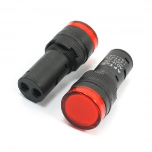 2 Pcs AC DC 24V 15mm Red LED Cylinder Shaped Alarm Signal Light Lamp AD16-16C