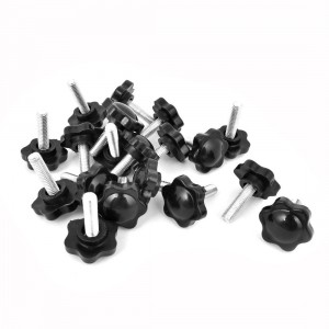 20Pcs 25mm Dia Star Shaped Head M6 x 20mm Male Thread Clamping Screw Knob