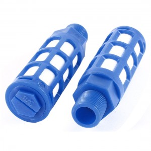 2 Pcs 15mm 3/8PT Male Thread Air Pneumatic Silencer Muffler Noise Deadener Blue