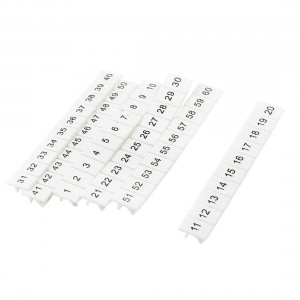 6 PCS 5 x 3.5mm 1-60 Number White Polymide 66 Terminal Marker Strips
