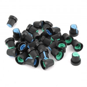 30 Pcs Black Plastic 8mm Threaded Dia Potentiometer Knob Cover