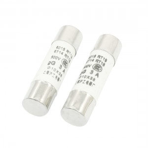 2Pcs AC500V 3A 10x38mm Cylindrical Fuse Links Silver Tone White