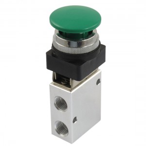 JM-322PB 13mm Thread 2 Position 3 Way Green Mushroom Button Air Mechanical Valve