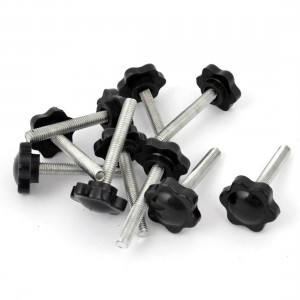 25mm Star Head Dia Replacement 6mm x 40mm Clamping Screw Knob Grip 10 Pieces