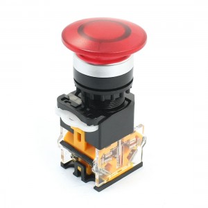 Red Mushroom Head 4-Terminals DPST Momentary Button Switch 660V 10A