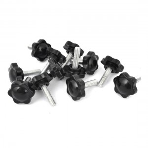 M6 x 20mm Male Thread 25 mm Star Head Dia Screw On Type Clamping Knob 12Pcs