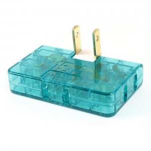 US 2 Pin Rotating Triporate Power Plug Wall Socket AC 125V 15A 1500W Blue