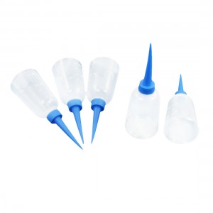 5 Pcs 150cc Blue Nozzle Clear Plastic Industry Liquid Squeeze Measuring Bottles
