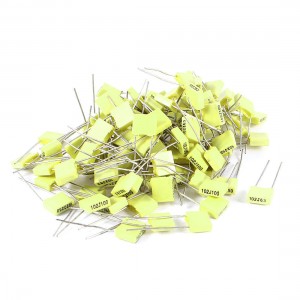 100 Pieces 100V 1NF Metal Radial Lead Box Type Film Correction Capacitors Yellow
