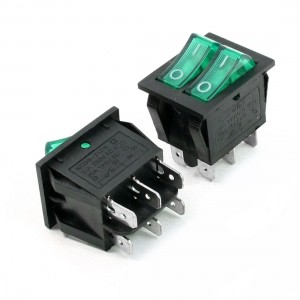 Green Light SPST ON/OFF Double Snap in Rocker Switch AC 6A/250V 20A/125V 2 Pcs