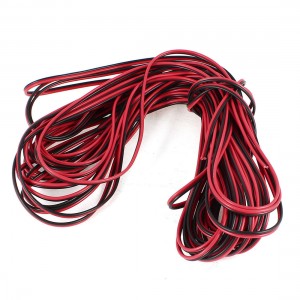 Indoor Outdoor Plastic Insulated Electrical Wire Cable Black Red 20M 65Feet